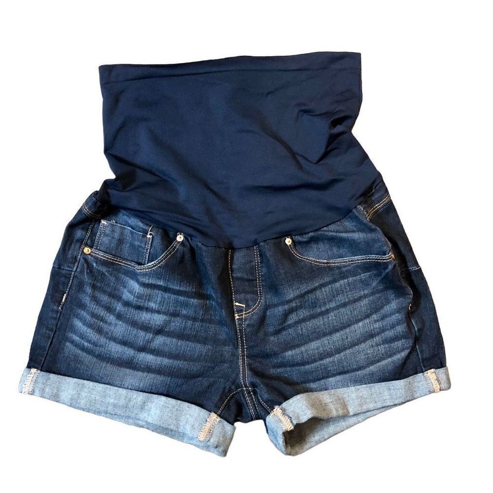 Bella Vida Women’s Maternity Shorts Full Panel Denim Jean Size Medium